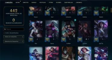 Conta bronze 1 com 109 skins e 135 champs