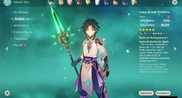 AR 43 - XIAO + LANÇA DE JADE, KAZUHA, ALBEDO, MONA, JEAN e +