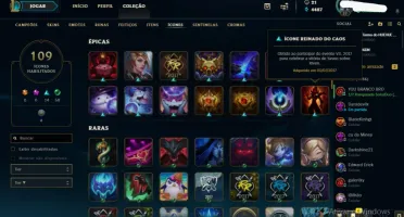 81 champs, 30 skins, 10 cromas e 109 ícones