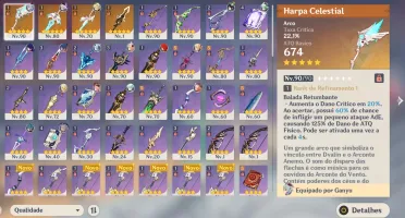 CONTA|AR57|9 Personagens 5*|Ganyu+Shogun+Venti+Miko+Eula|ETC