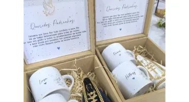 Kit Religioso com Caixa e Canecas Personalizadas