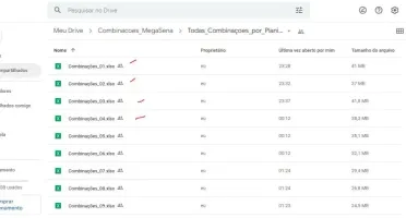 Todas combinações de números da MEGASENA em planilha Excel