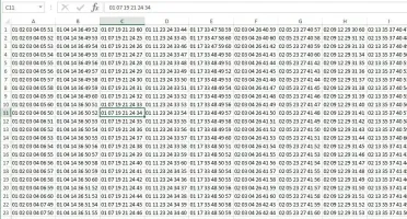 Todas combinações de números da MEGASENA em planilha Excel