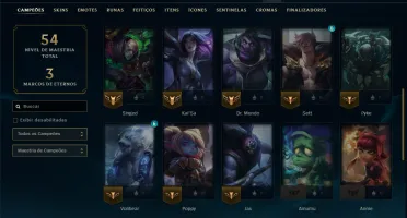 Platina 3 com 35 Champs e 7 Skins