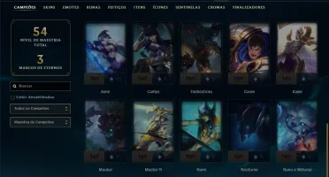 Platina 3 com 35 Champs e 7 Skins