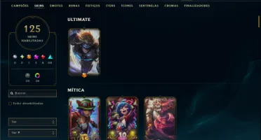 Unranked com 115 Champs e 125 Skins ( TOP / MID )