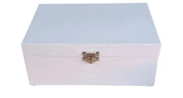 Porta-Joias Grande em Linho Off-White com Porta-Anéis