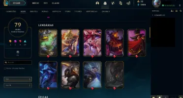 Conta Nível 186, Prata 1, 123 Campeões e 79 Skins