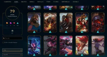 Conta Nível 186, Prata 1, 123 Campeões e 79 Skins