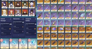 CONTA GENSHIN AR58✨12 LENDÁRIOS+12 ARMAS 5⭐5 ARMAS DE ASS✨