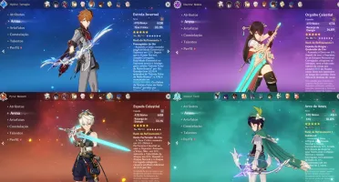 CONTA GENSHIN AR58✨12 LENDÁRIOS+12 ARMAS 5⭐5 ARMAS DE ASS✨