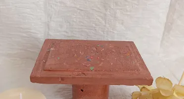 Porta-Velas Pedestal Rústico em Concreto
