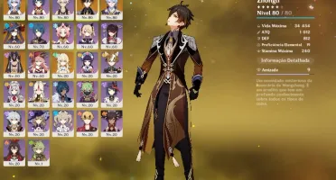 Ganyu, Zhong, Ayato, Cyno, Mona, mais 3 armas 5 estrelas