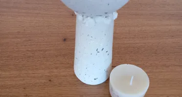 Porta-Velas Taça em Cimento com Vela