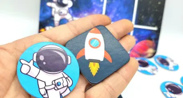 Jogo da Velha Astronauta e Foguete Cartonado 19 x 14 cm