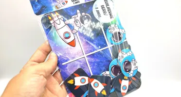 Jogo da Velha Astronauta e Foguete Cartonado 19 x 14 cm