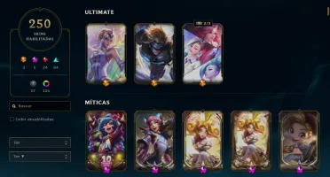 Conta Desde 2015 com 250 skins, 3 Ultimates e 7 vitoriosas