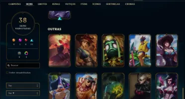 Conta bronze 1 afundada com 38 skins e 33 champs