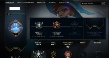 Conta bronze 1 afundada com 38 skins e 33 champs
