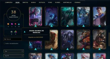 Conta bronze 1 afundada com 38 skins e 33 champs