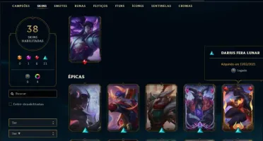 Conta bronze 1 afundada com 38 skins e 33 champs