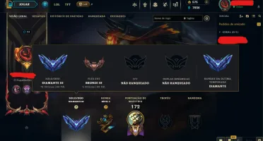Vendo conta de LOL - atualmente diamante 3 / ex grão mestre