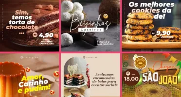 Pack Artes Canva Confeitaria 50 Temas Editáveis