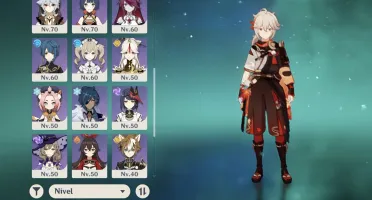 Ar55. Ganyu+ amos, kazuha, Raiden, zhongli, Yoimiya, xiao