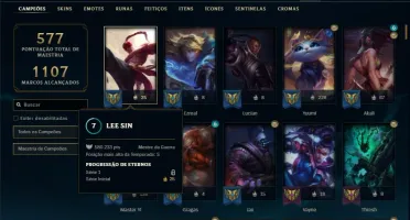 Conta prata 3 com 155 Champs e 159 Skins + 6 Vitoriosas