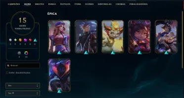 Diamante 3 com 80 Champs e 15 Skins