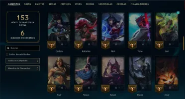 Diamante 3 com 80 Champs e 15 Skins