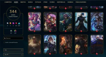 Conta segura/ desde a season 6/344 skins/todos os champs