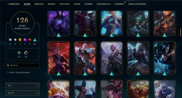 Bronze 1 com TODOS os Champs e 126 Skins ( ADC / JG / SUP )