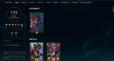 Bronze 1 com TODOS os Champs e 126 Skins ( ADC / JG / SUP )