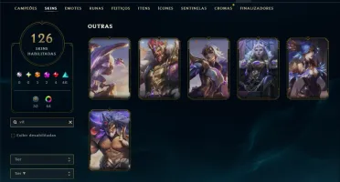 Bronze 1 com TODOS os Champs e 126 Skins ( ADC / JG / SUP )