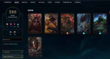 CONTA MONO UDYR - 380 SKINS - 163 CAMPEÕES - RIVEN 2012