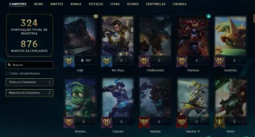 CONTA MONO UDYR - 380 SKINS - 163 CAMPEÕES - RIVEN 2012