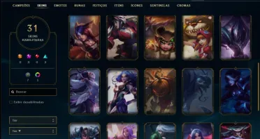 Conta prata 4 (MAIN MID), com 31 skins e 46 champs
