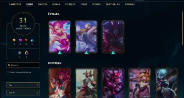 Conta prata 4 (MAIN MID), com 31 skins e 46 champs