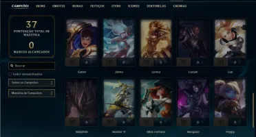 Platina 4 com 45 Champs e 5 Skins + 2 Fragmentos
