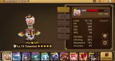 Reroll Summoners War lvl10 com Totemist Light - Ella