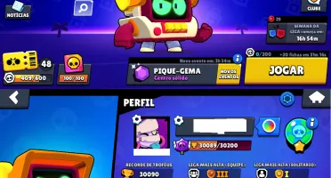 30 mil troféus / falta somente 1 brawler / passe ativo