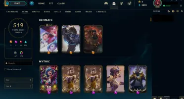 Conta League of Legends 500 skins