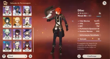 Ar 49 , Diluc , Childe , Xiao e keqing