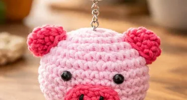 Chaveiro Porquinho Amigurumi