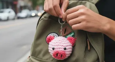 Chaveiro Porquinho Amigurumi