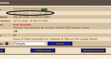 Conta Tibia com EK em Ustebra 177 Skill 113-106 Axe