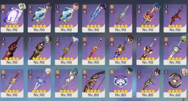 Genshin Impact AR 60⭐️24 personagens e 16 armas Estrelas⭐️