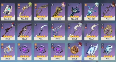 Genshin Impact AR 60⭐️24 personagens e 16 armas Estrelas⭐️
