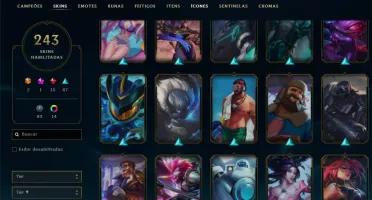 CONTA LEAGUE OF LEGENDS 243 SKINS LVL 190 BARATA